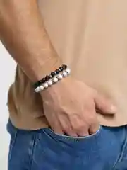 Белый мужской двойной браслет