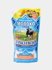Цельное сгущенное молоко Алексеевское, с сахаром, 8,5%, 650 г