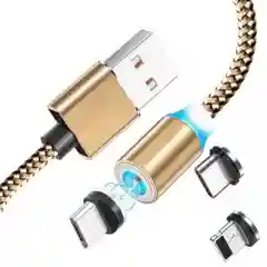 Красный магнитный USB-кабель 3 в 1 с 3-мя разъемами microusb, type C, Lightning, 3 цвета
