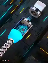 Синий магнитный USB-кабель 3 в 1 с 3-мя разъемами microusb, type C, Lightning, 3 цвета