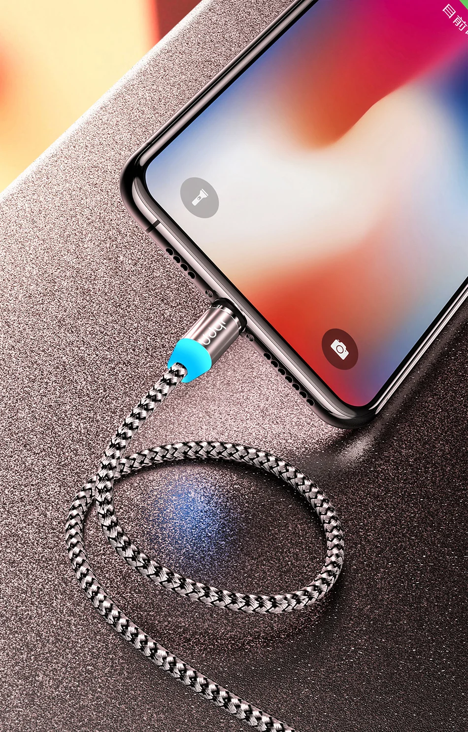 Синий магнитный USB-кабель 3 в 1 с 3-мя разъемами microusb, type C, Lightning, 3 цвета