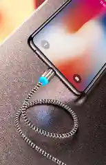 Синий магнитный USB-кабель 3 в 1 с 3-мя разъемами microusb, type C, Lightning, 3 цвета
