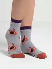 Серый носки женские хлопковые с рисунком