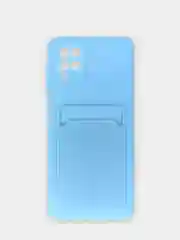 Голубой чехол Samsung Galaxy A12 / M12, Самсунг Галакси А12 / М12 силиконовый с карманом для карты