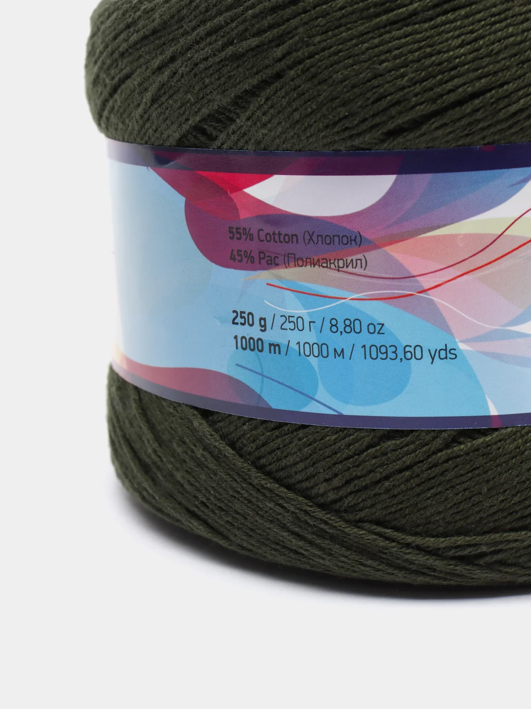 Хаки пряжа YarnArt Flowers 55% Хлопок 45% Полиакрил 250г 1000м, 1 моток