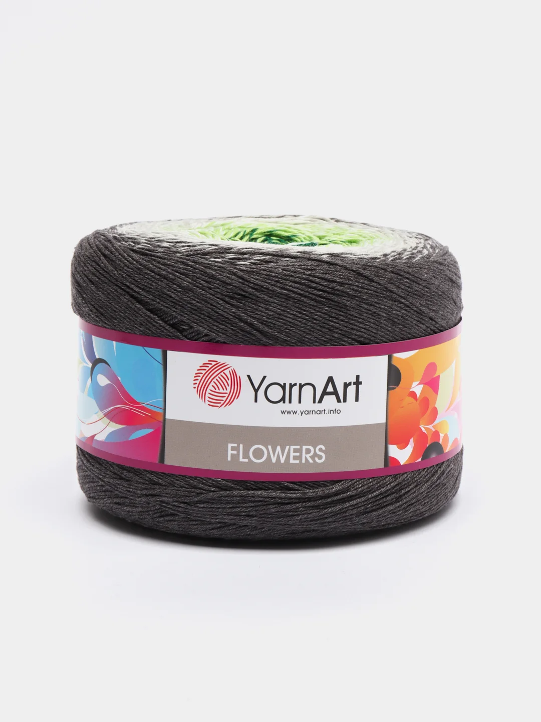Тёмно-серый пряжа YarnArt Flowers 55% Хлопок 45% Полиакрил 250г 1000м, 1 моток