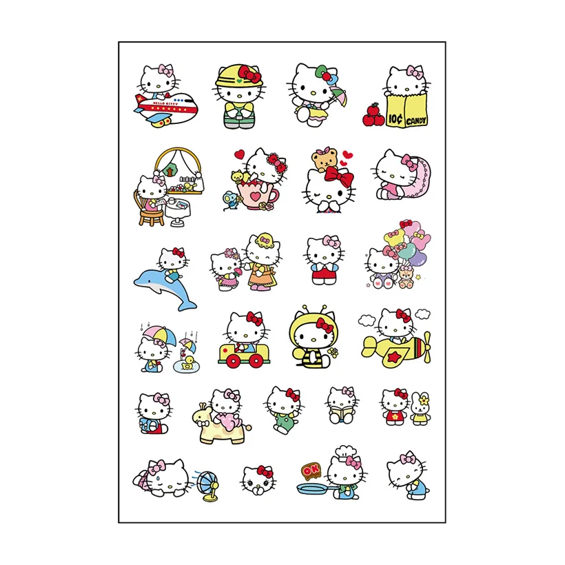 Пудровый наклейки детские: Стич, Дораэмон (синий кот), Hello Kitty, Покемон