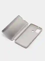 Серебряный чехол-книжка с прозрачным окном Samsung A21S, A32, A41
