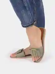 Оливковый сланцы женские с пряжкой,  4 цвета