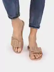 Бежевый сланцы женские с пряжкой,  4 цвета