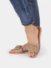 Бежевый сланцы женские с пряжкой,  4 цвета
