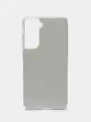 Серебряный усиленный чехол Samsung S21fe, силиконовый, с блестками