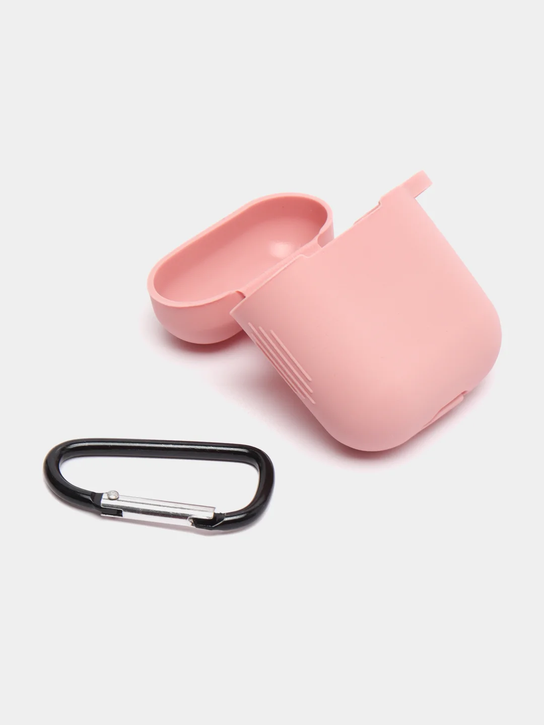 Розовый чехол для наушников AirPods 1, 2, с карабином, силиконовый