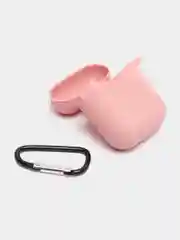 Розовый чехол для наушников AirPods 1, 2, с карабином, силиконовый