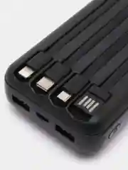 Черный внешний аккумулятор Power Bank с беспроводной зарядкой и встроенными кабелями