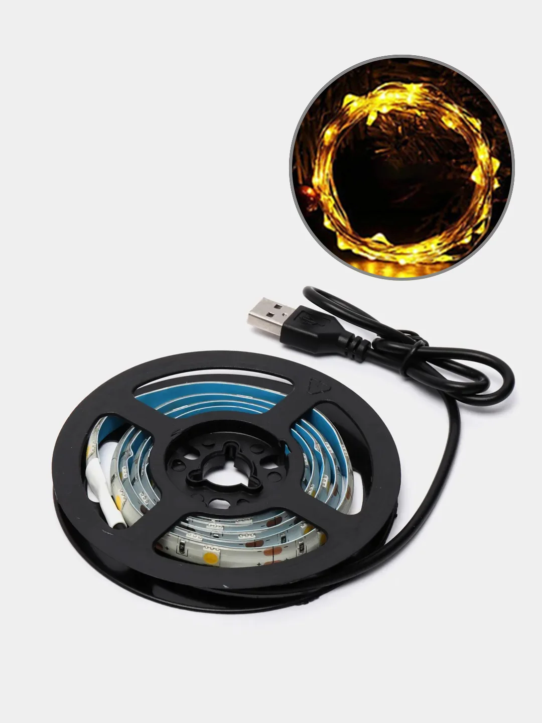 Оранжевый светодиодная LED лента, с USB,  влагозащитная, 1 м
