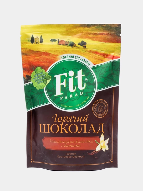 Горячий шоколад Fit Parad "Итальянская классика", с ванилью, дой-пак, 200 г