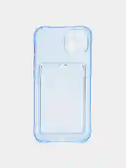 Голубой чехол для iPhone с карманом для карт