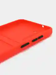 Алый чехол Samsung Galaxy S21 FE, Самсунг Галакси С21 ФЕ силиконовый, с карманом для карты