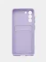 Сиреневый чехол Samsung Galaxy S21 FE, Самсунг Галакси С21 ФЕ силиконовый, с карманом для карты