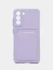 Сиреневый чехол Samsung Galaxy S21 FE, Самсунг Галакси С21 ФЕ силиконовый, с карманом для карты