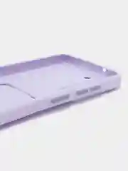 Сиреневый чехол Samsung Galaxy S21 FE, Самсунг Галакси С21 ФЕ силиконовый, с карманом для карты