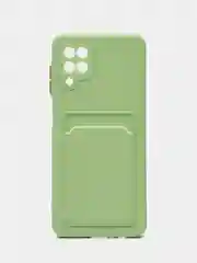 Лайм чехол Samsung Galaxy A12 / M12, силиконовый, с карманом для карты