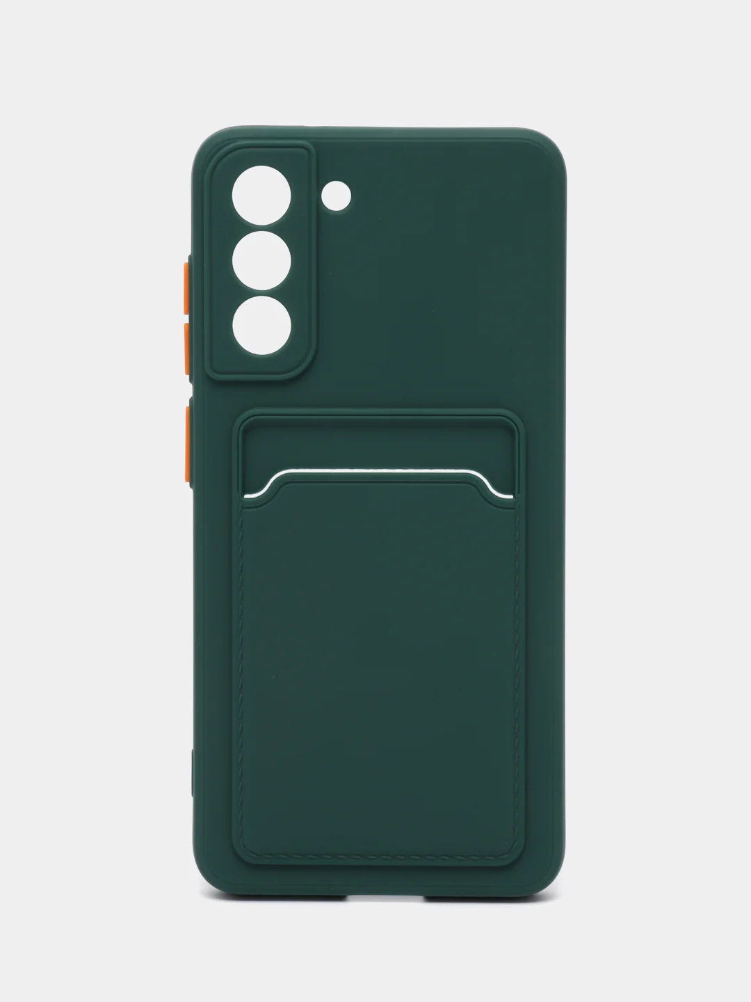 Тёмно-бирюзовый чехол Samsung Galaxy S21 FE, Самсунг Галакси С21 ФЕ силиконовый, с карманом для карты