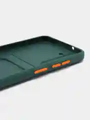 Тёмно-бирюзовый чехол Samsung Galaxy S21 FE, Самсунг Галакси С21 ФЕ силиконовый, с карманом для карты