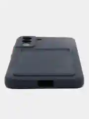 Индиго чехол Samsung Galaxy S21 FE, Самсунг Галакси С21 ФЕ силиконовый, с карманом для карты