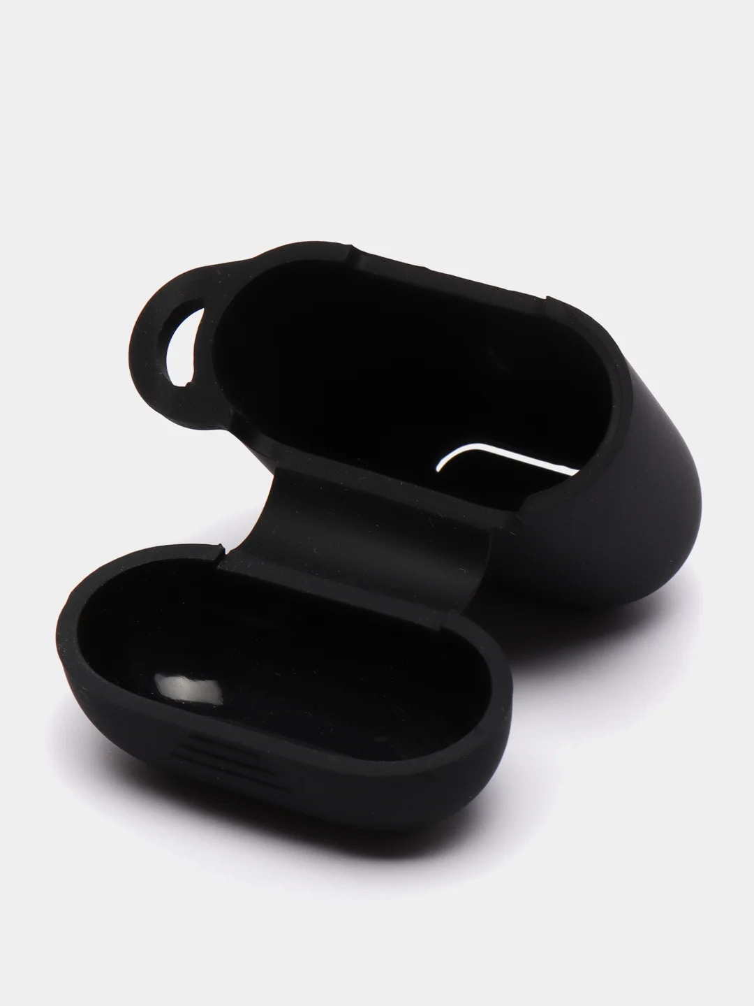 Черный силиконовый чехол для наушников AirPods 1, 2, с карабином