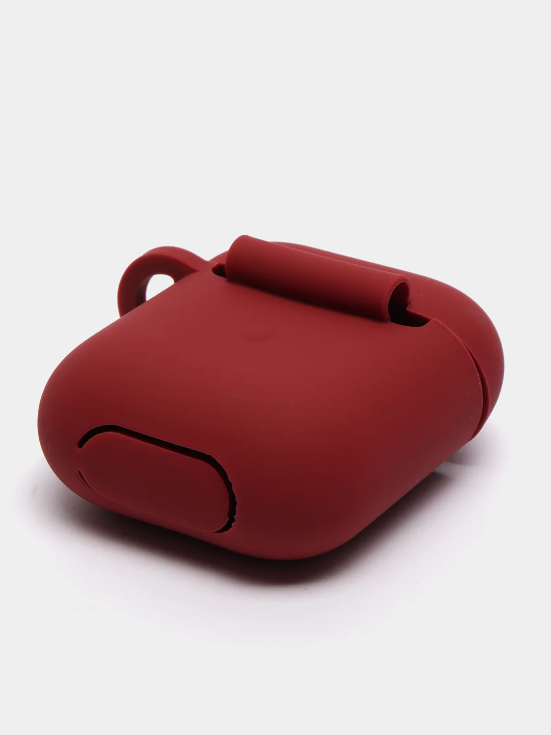 Багровый силиконовый чехол для наушников AirPods 1, 2, с карабином