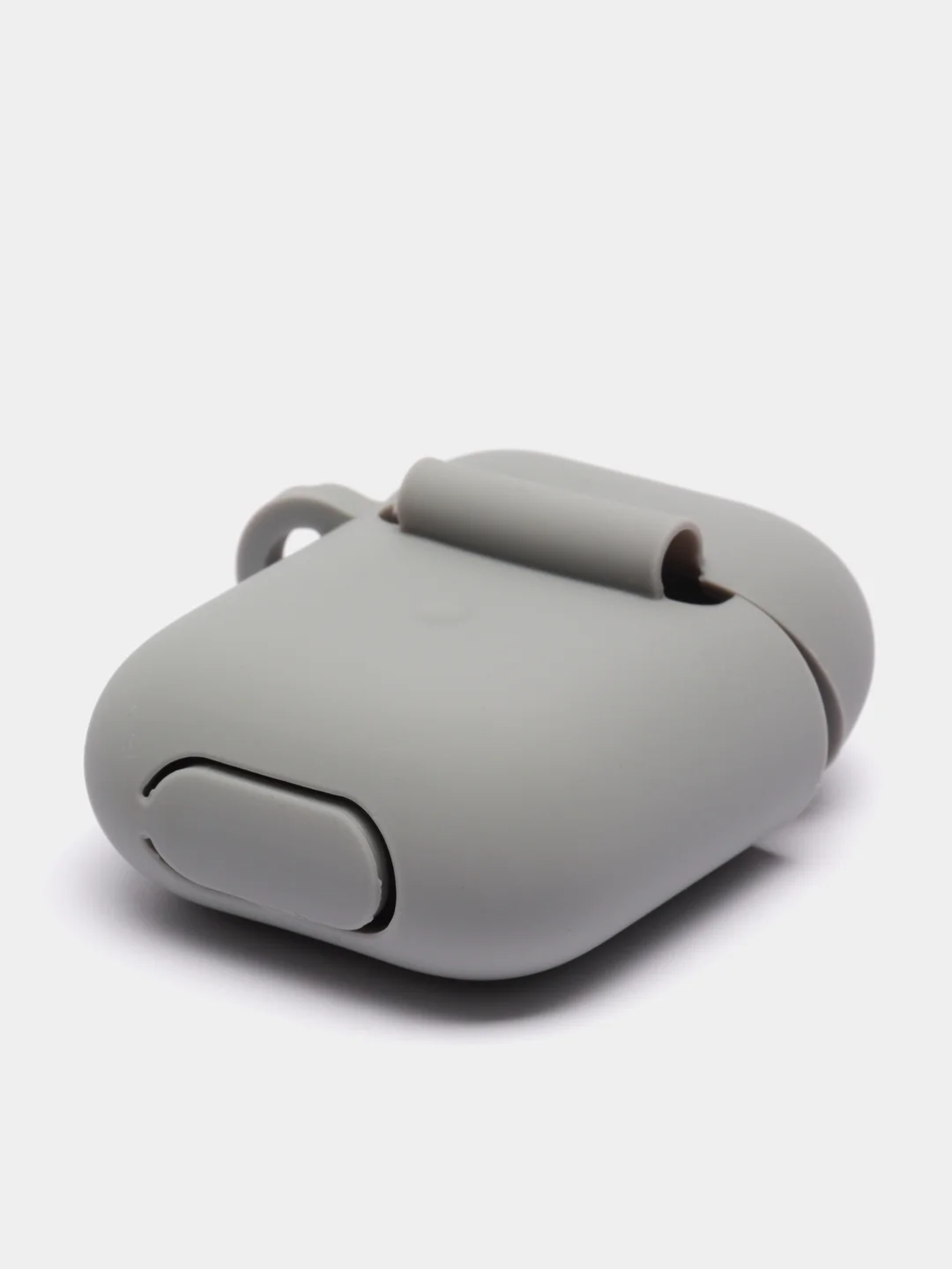 Серый меланж силиконовый чехол для наушников AirPods 1, 2, с карабином