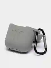 Серый меланж силиконовый чехол для наушников AirPods 1, 2, с карабином