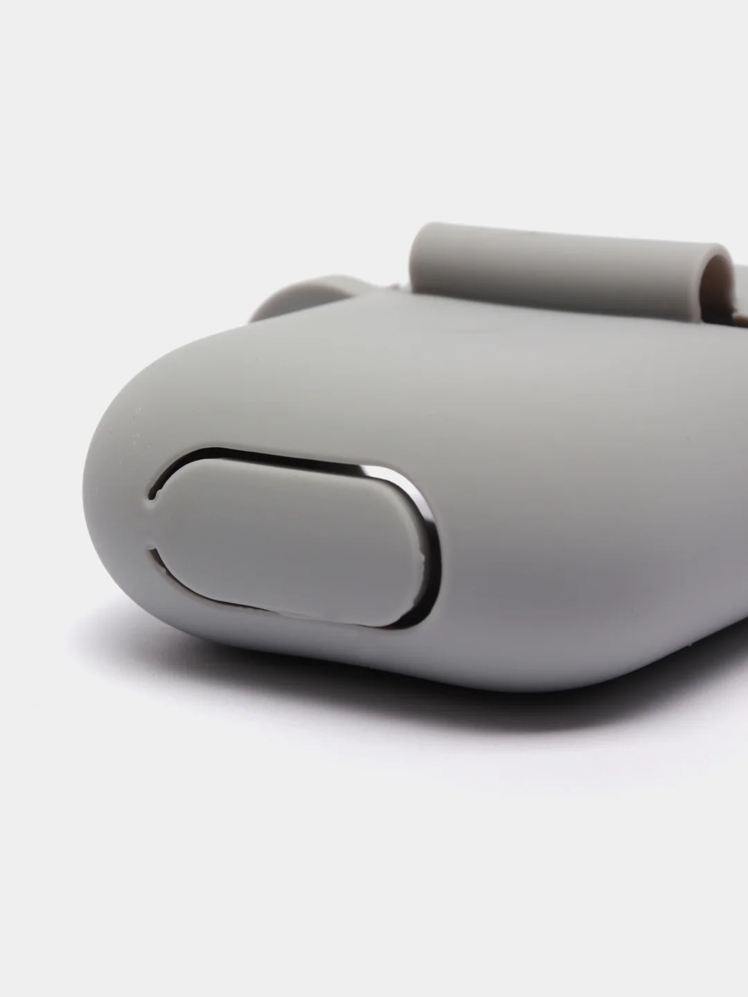 Серый меланж силиконовый чехол для наушников AirPods 1, 2, с карабином