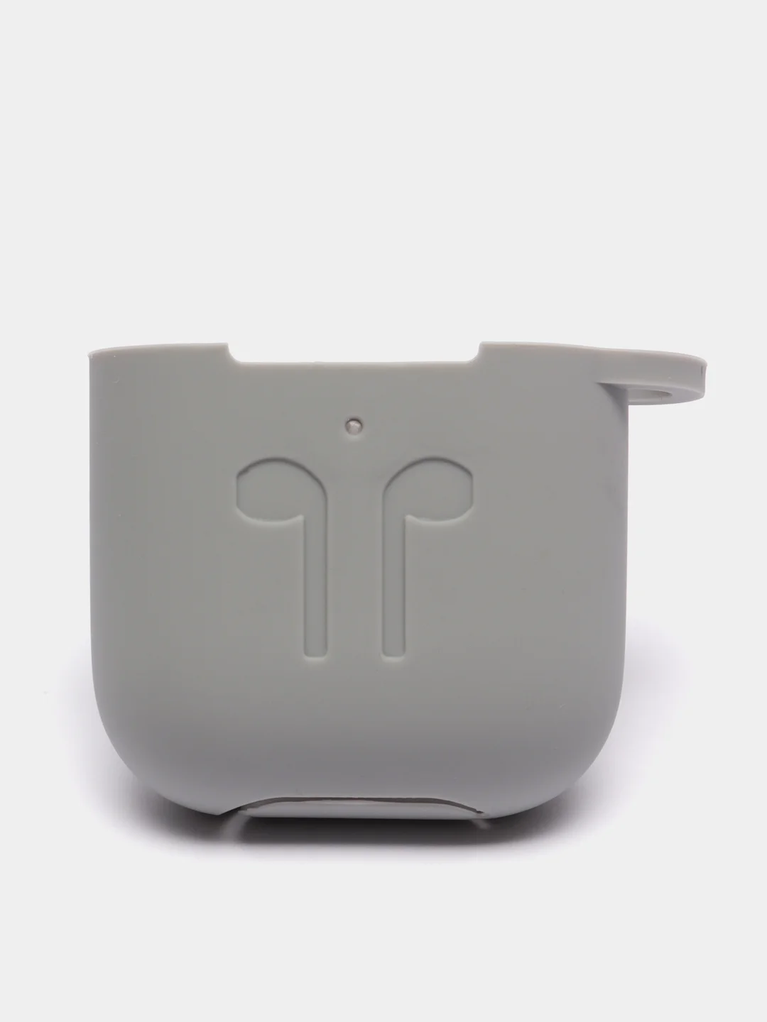 Серый меланж силиконовый чехол для наушников AirPods 1, 2, с карабином