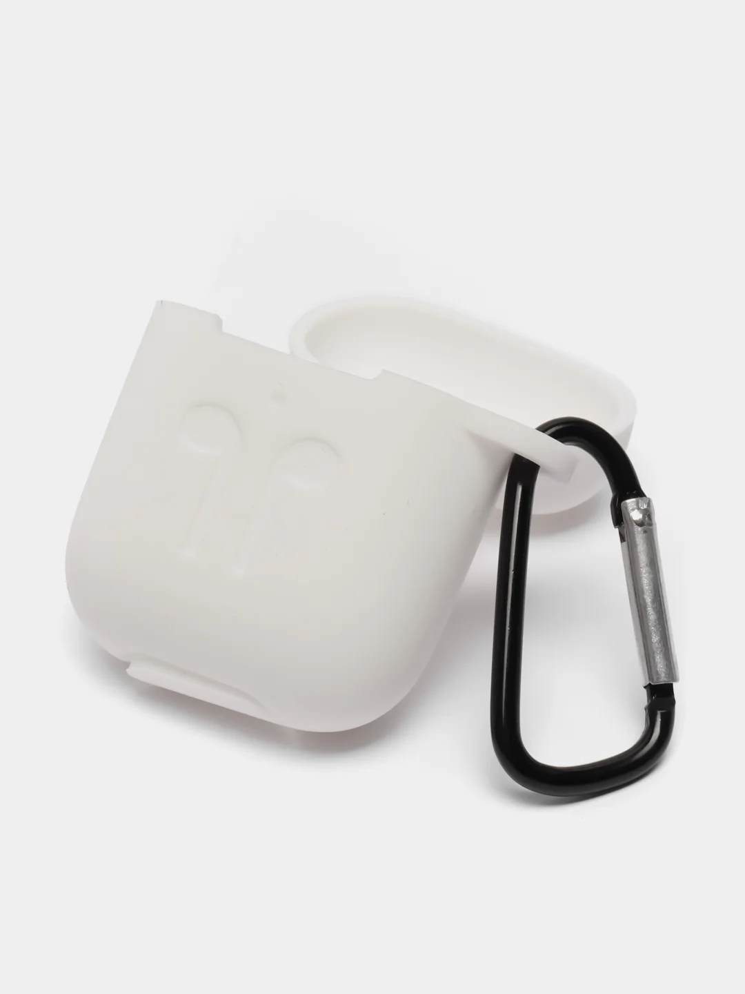 Белый силиконовый чехол для наушников AirPods 1, 2, с карабином