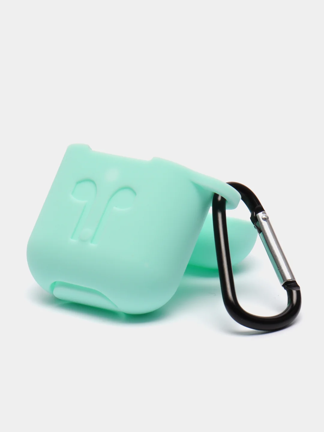 Бирюзовый силиконовый чехол для наушников AirPods 1, 2, с карабином