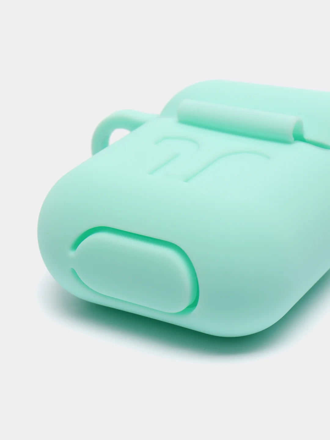 Бирюзовый силиконовый чехол для наушников AirPods 1, 2, с карабином