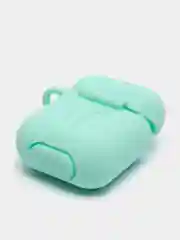 Бирюзовый силиконовый чехол для наушников AirPods 1, 2, с карабином