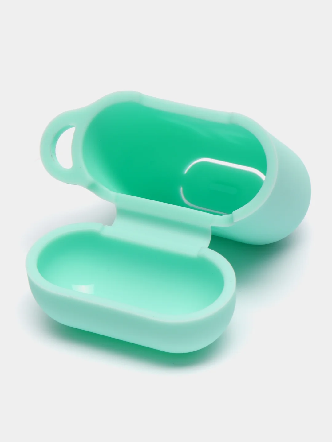 Бирюзовый силиконовый чехол для наушников AirPods 1, 2, с карабином