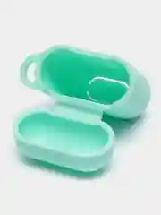 Бирюзовый силиконовый чехол для наушников AirPods 1, 2, с карабином