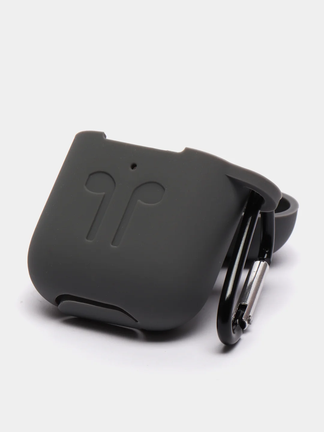 Угольный силиконовый чехол для наушников AirPods 1, 2, с карабином