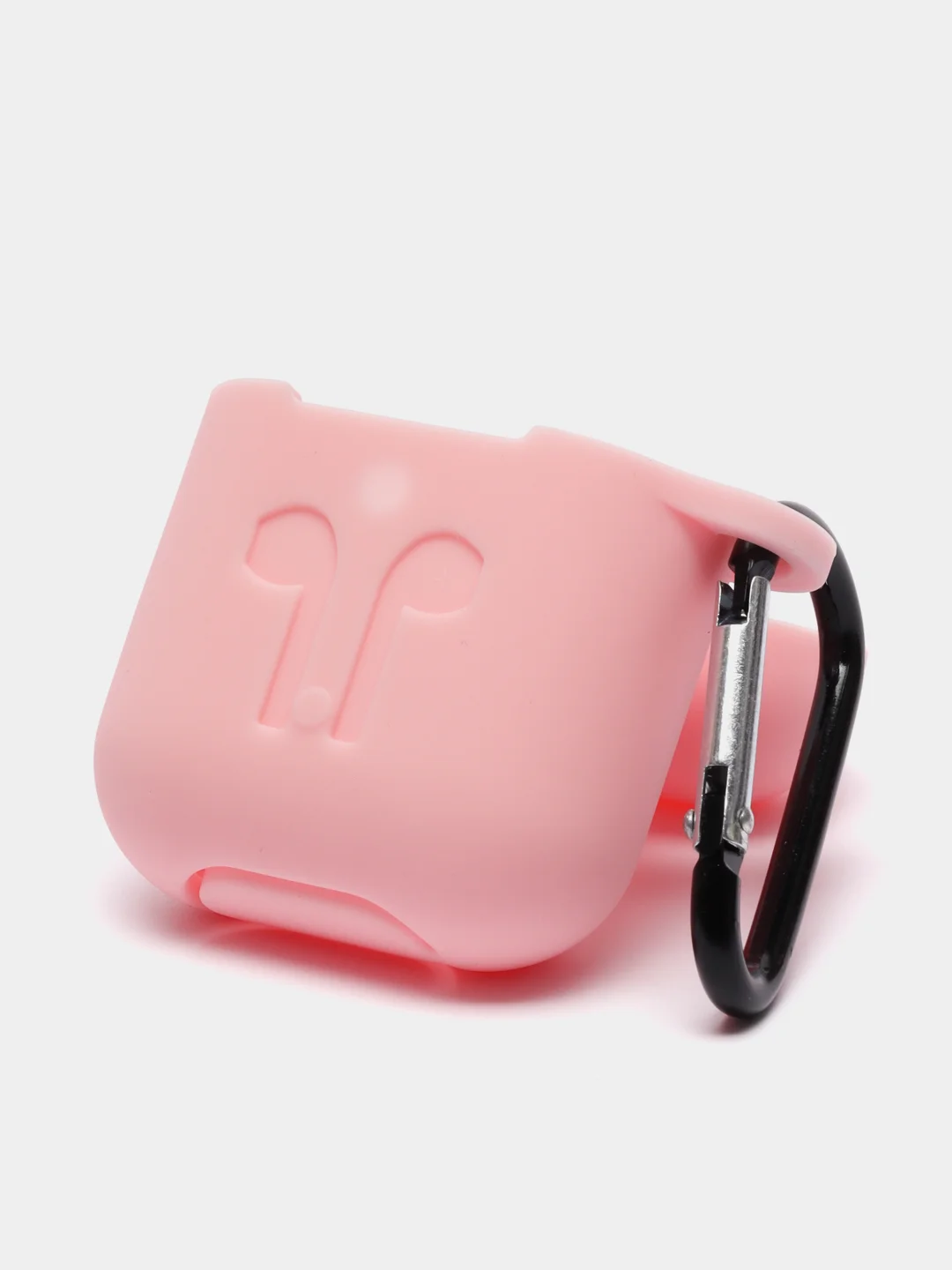 Пудровый силиконовый чехол для наушников AirPods 1, 2, с карабином