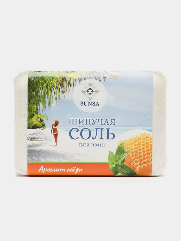 Соль для ванной Sunsa, с ароматом Мед, шипучая, 900 гр