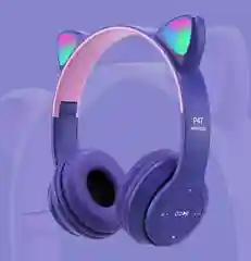 Пурпурный cat Ear P47M Беспроводные детские наушники со светящимися ушками