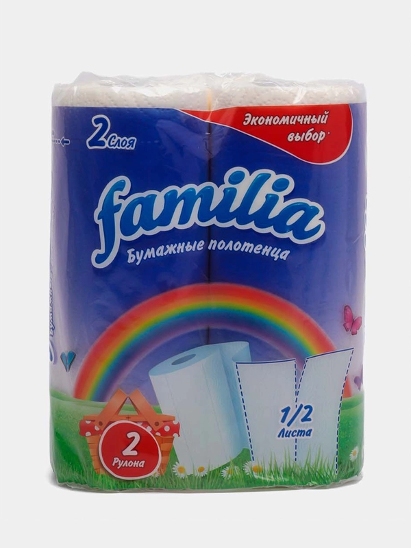 Полотенце бумажное FAMILIA, 2 слоя, 2 рулона
