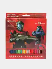 Карандаши цветные BRAUBERG "Star Patrol", 24 цвета, заточенные