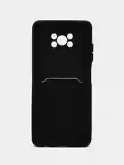 Черный чехол Poco X3 / Poco X3 Pro (Поко Х3 Про) силиконовый с карманом для карты