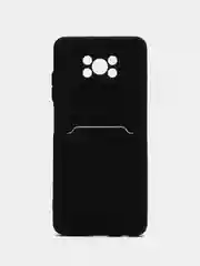 Черный чехол Poco X3 / Poco X3 Pro (Поко Х3 Про) силиконовый с карманом для карты